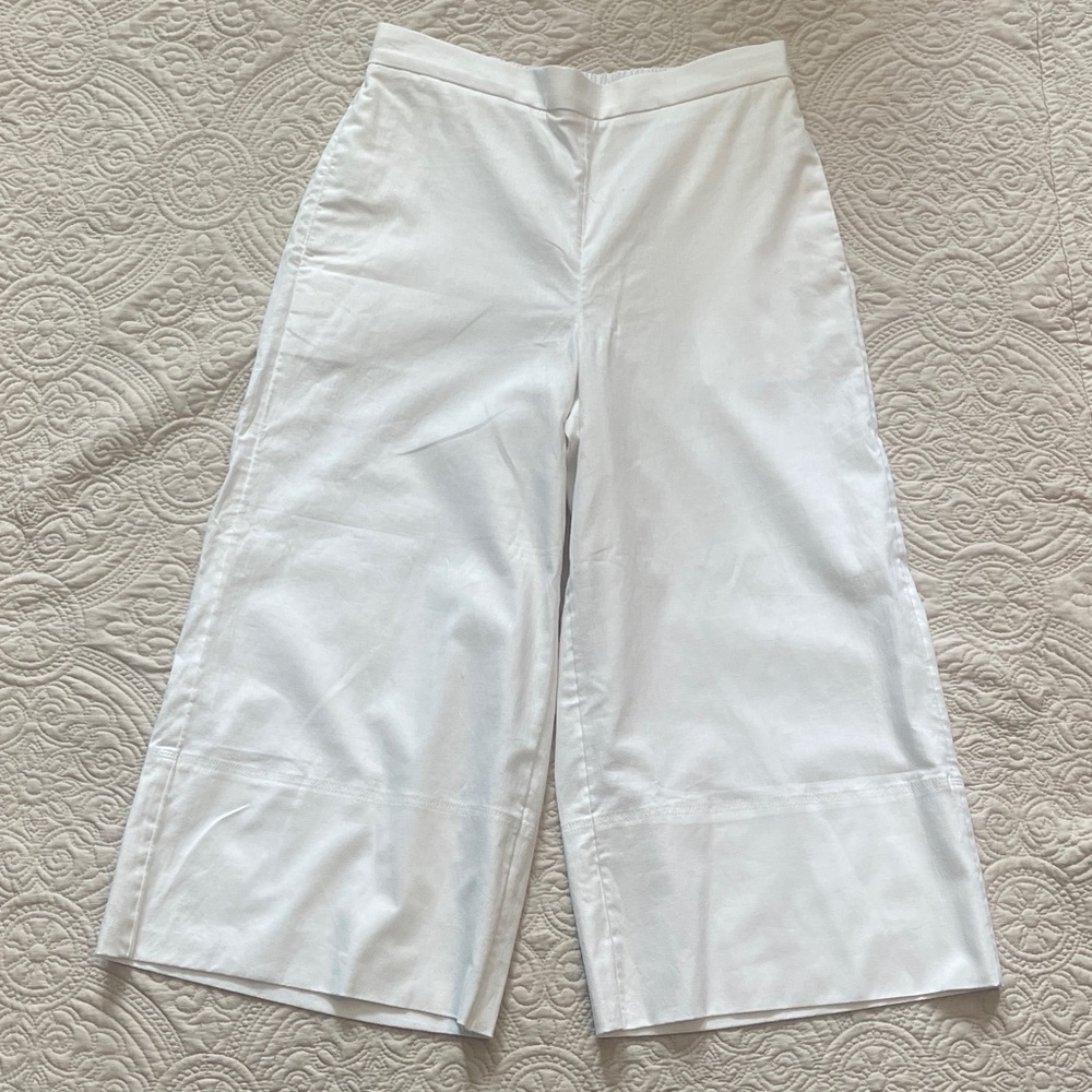 Banana Republic Linen-Blend Wide-leg Cropped Pants in White